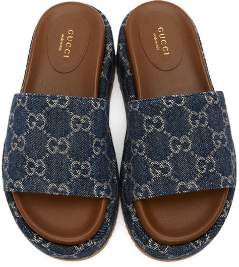 blue jean gucci slides|blue Gucci slides women.